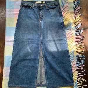 Denim maxi midi skirt